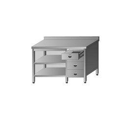 ETRAFI KAPALI TABAN VE ARA RAFLI BLOK ÇEKMECELI TEZGAH 275X60X85