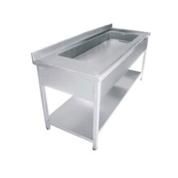 SEBZE YIKAMA SÜZME TEZGAHI TABAN RAFLI 110X60X85